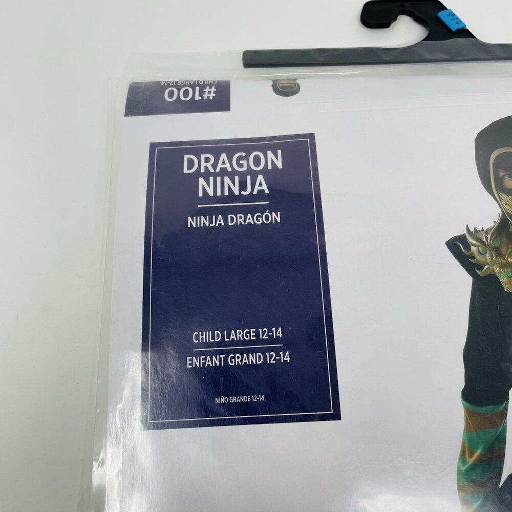 Dragon Ninja Youth Boys Size Large 12-14 Halloween‎ Dress Up Costume in Black - Picture 3 of 8